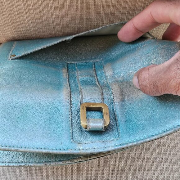 Jimmy Choo Women Cardholder Wristlet Clutch Blue Leather Purse Wallet Made Italy - Picture 9 of 14